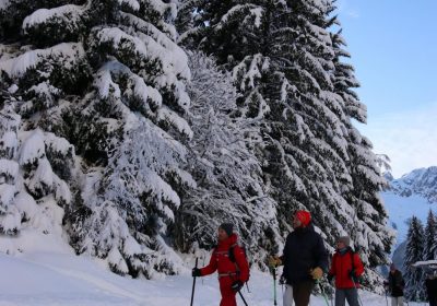 Sneeuwschoenuitje vanuit de ESF: zonsondergang bij Pré Reynaud.